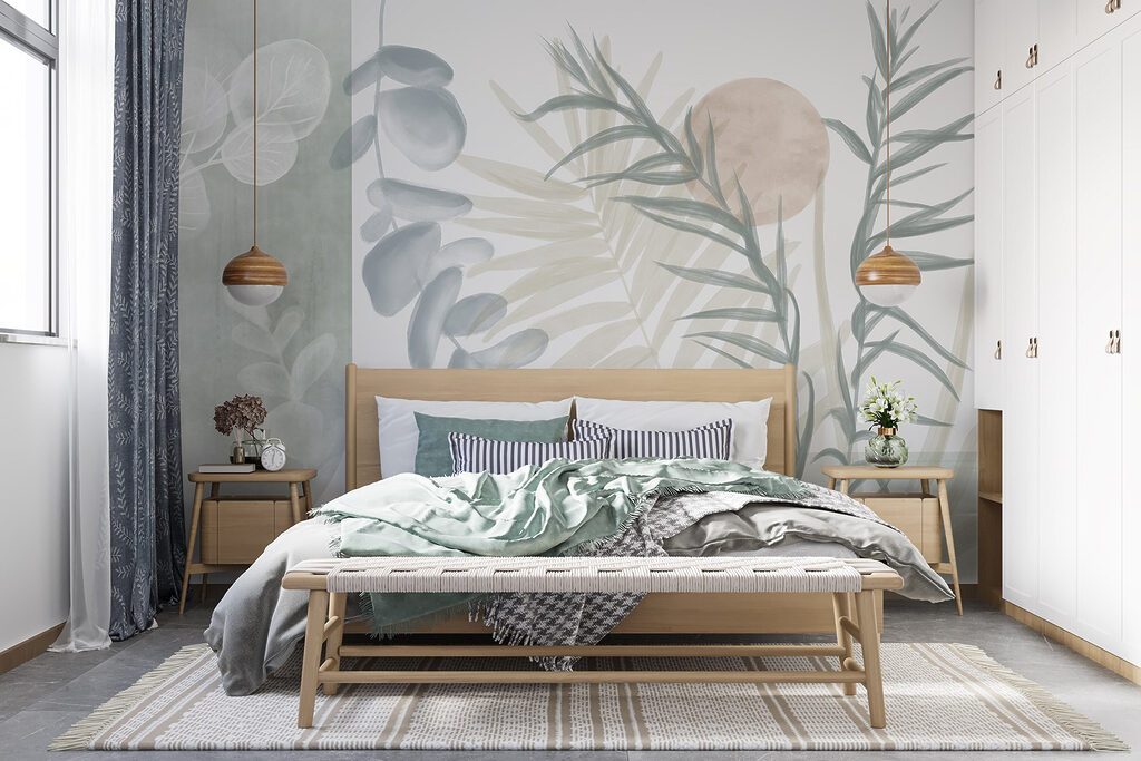 Serene botanical illustration in soft tones Serene botanical illustration in soft tones
