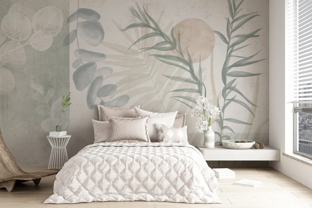 Serene botanical illustration in soft tones Serene botanical illustration in soft tones