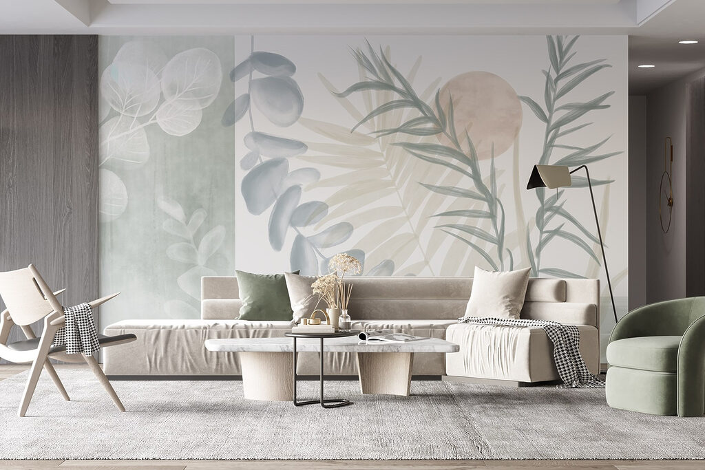 Serene botanical illustration in soft tones Serene botanical illustration in soft tones