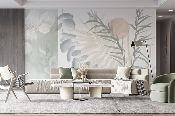 Serene botanical illustration in soft tones Serene botanical illustration in soft tones