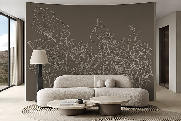 Wall murals Line drawing of flowers (SKU: w02773) Wall murals Wall murals Line drawing of flowers (SKU: w02773)