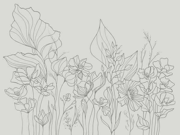 Line drawing of flowers Line drawing of flowers