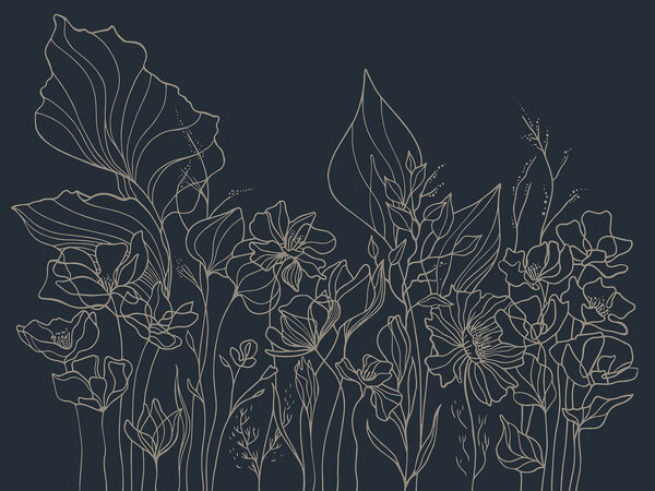 Line drawing of flowers Line drawing of flowers