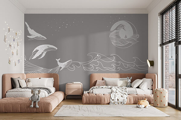 Whale and whale in the sea Whale and whale in the sea
