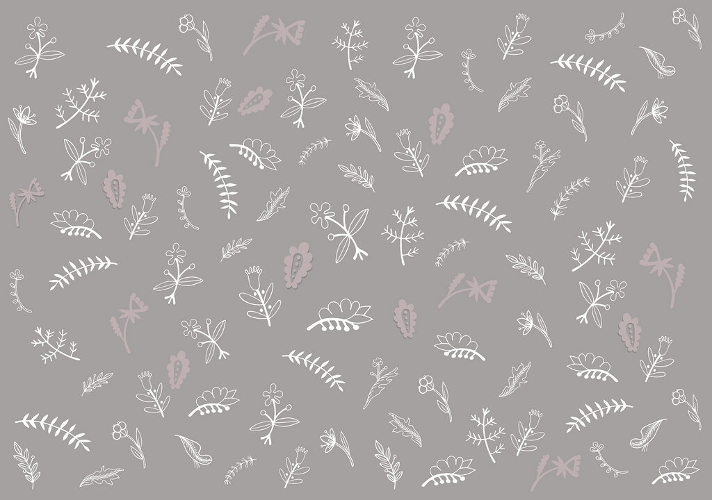 Grey background with white flowers Grey background with white flowers
