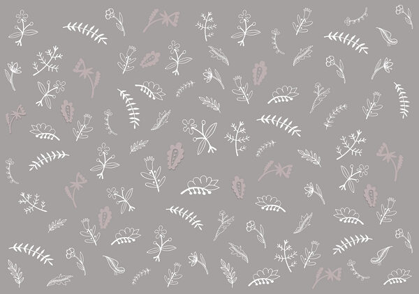 Grey background with white flowers Grey background with white flowers