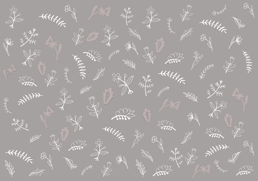 Grey background with white flowers