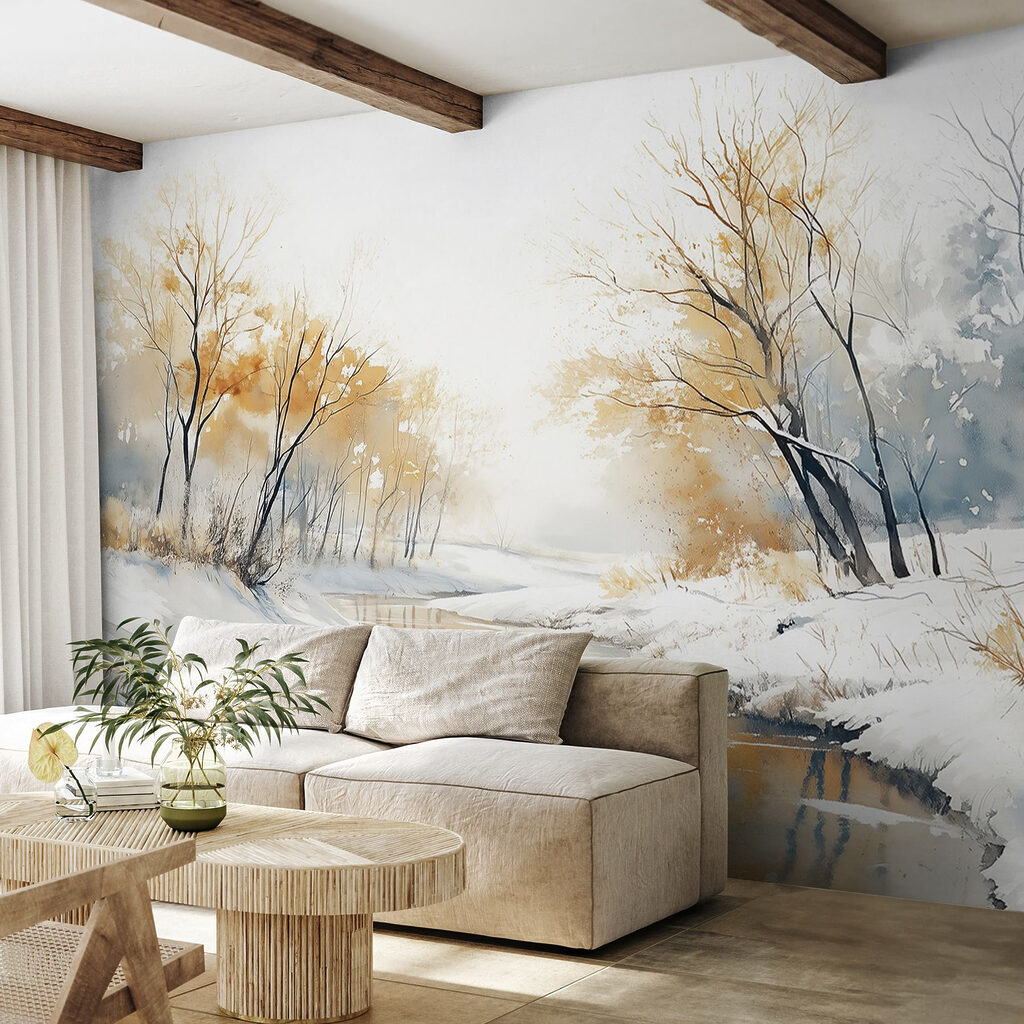 River with snow and trees