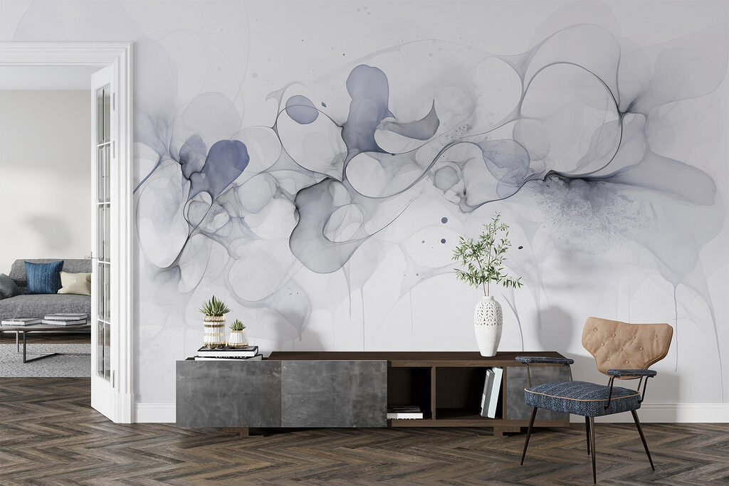 Abstract fluid shapes in soft tones
