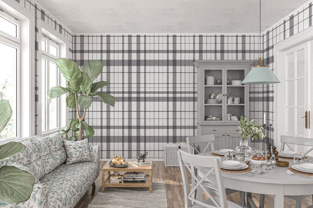 Grey and white plaid Grey and white plaid