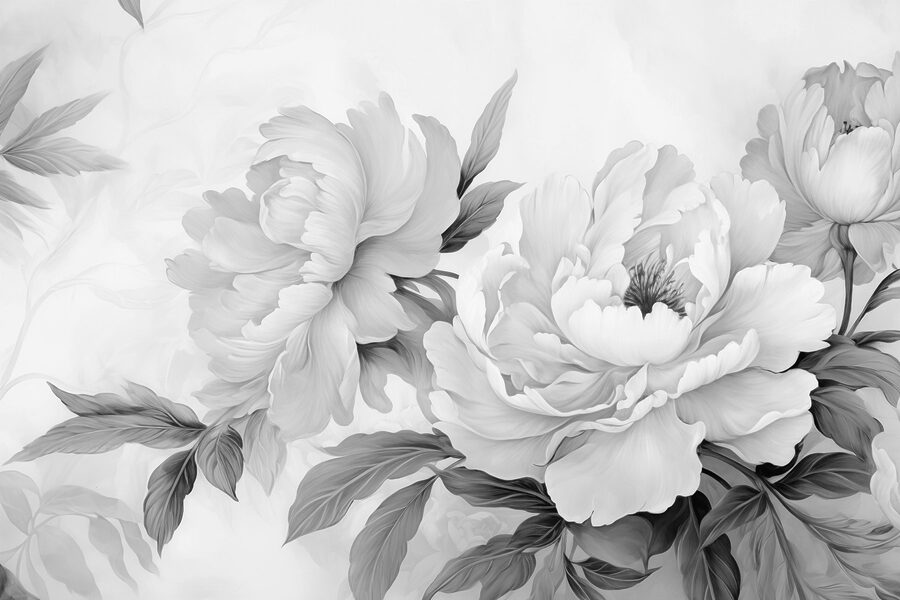 Wall murals Delicate blooms in monochrome hues - Image 3