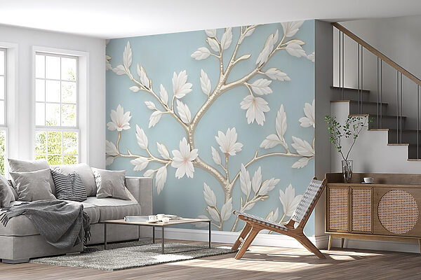 Tree with white leaves and flowers Tree with white leaves and flowers