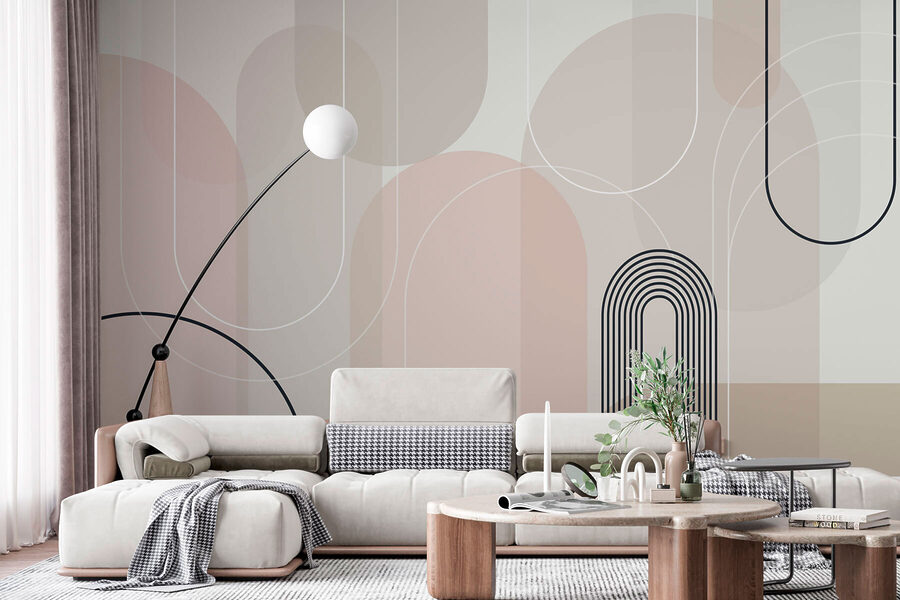 Wall murals Soft curves in subtle earth tones.