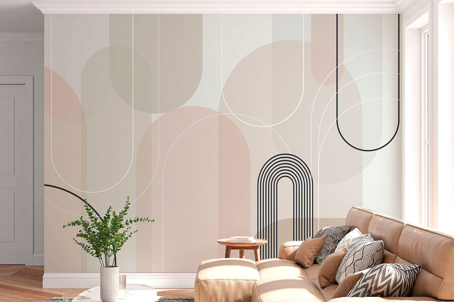Wall murals Soft curves in subtle earth tones. - Image 3