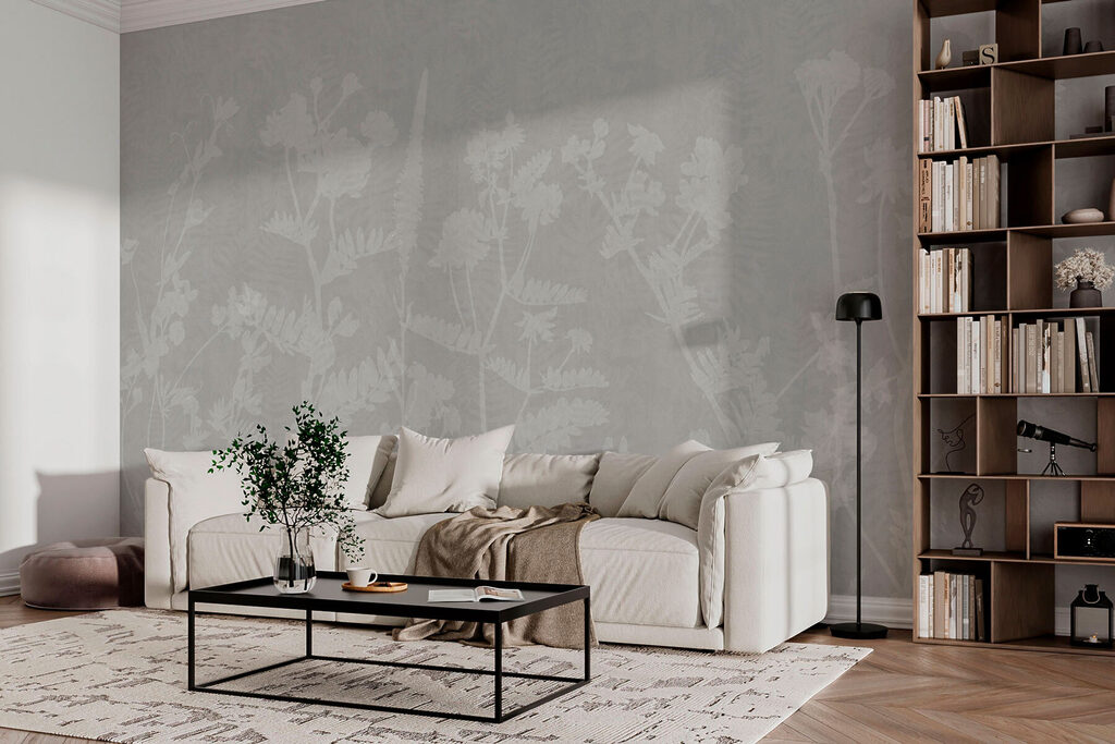 White floral pattern on a gray background White floral pattern on a gray background