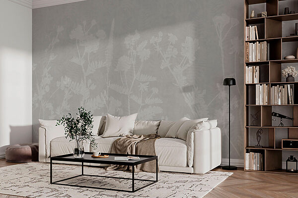 White floral pattern on a gray background White floral pattern on a gray background