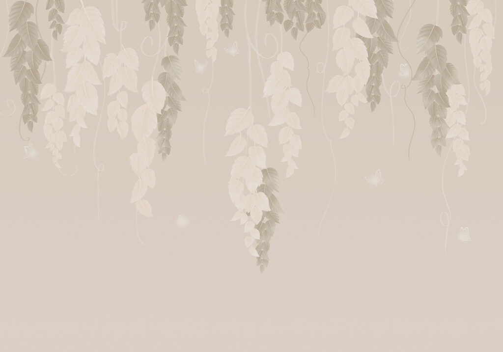 Wallpaper with leaves and butterflies Wallpaper with leaves and butterflies