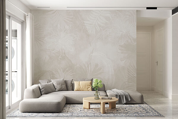 White floral pattern on a grey background White floral pattern on a grey background