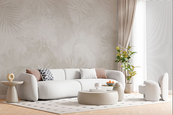 White floral pattern on a grey background White floral pattern on a grey background