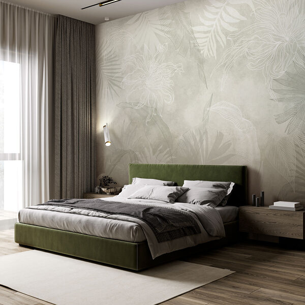 Wall murals Wall murals White and grey floral pattern (SKU: w02737v2)