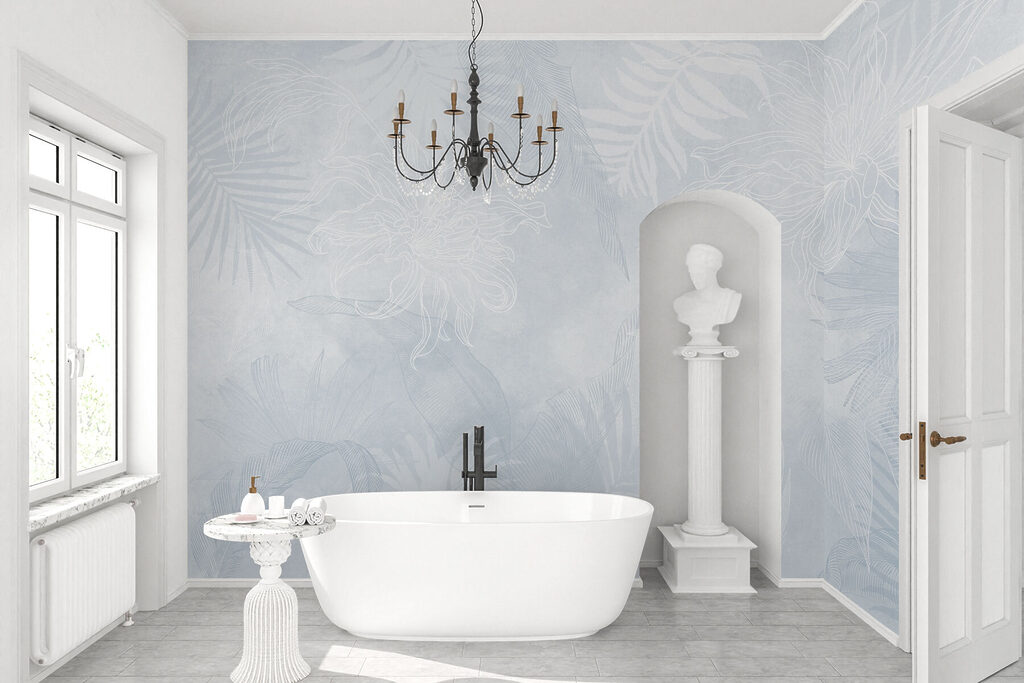 White and blue floral pattern