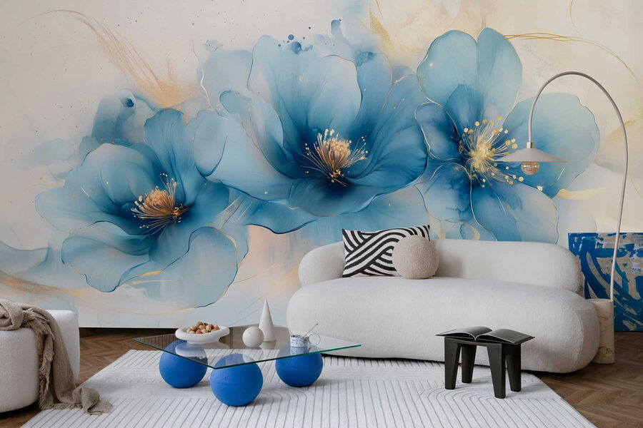Delicate blue blossoms in soft hues