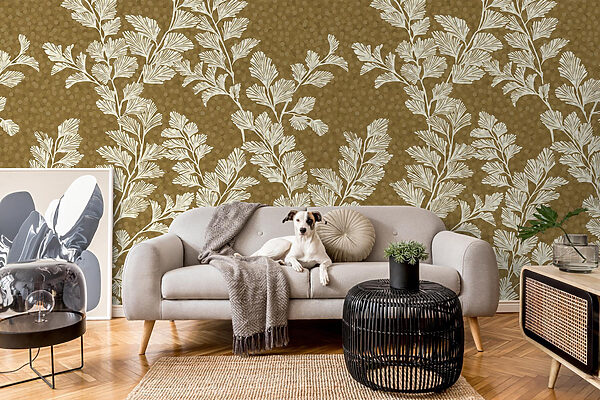 Pattern of white leaves on a brown background Pattern of white leaves on a brown background