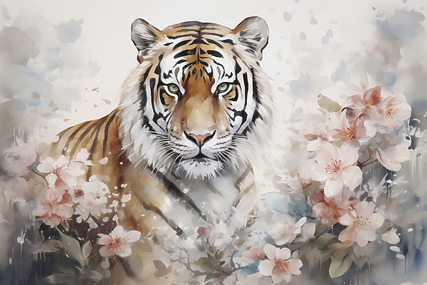 Tiger in a flowery garden Tiger in a flowery garden