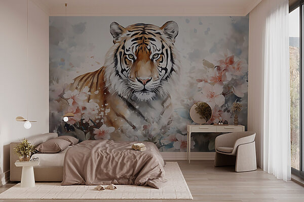 Tiger in a flowery garden Tiger in a flowery garden