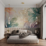 Wall mural Soft hues of tropical foliage blending