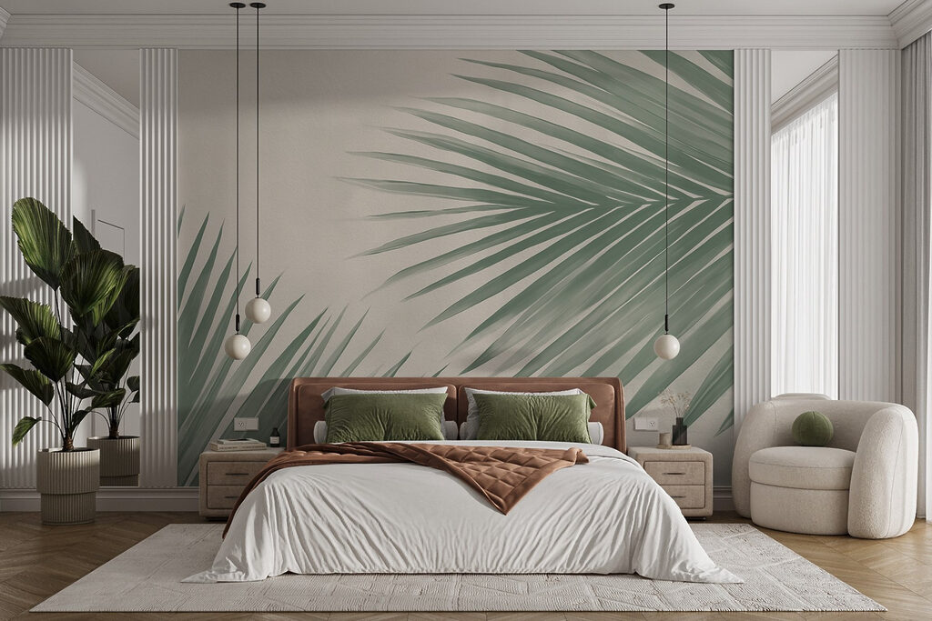 Fresh green palm leaves, nature's touch Fresh green palm leaves, nature's touch