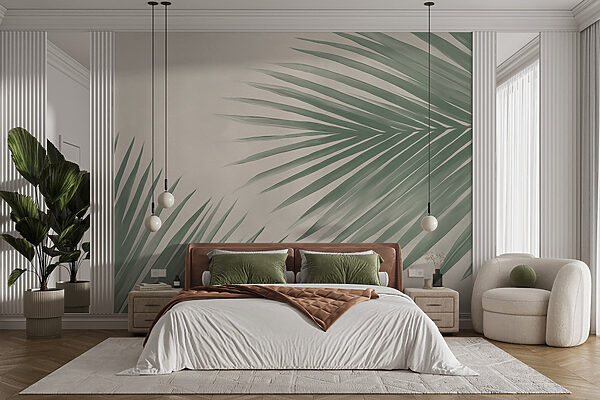 Fresh green palm leaves, nature's touch Fresh green palm leaves, nature's touch