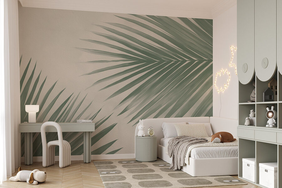 Fresh green palm leaves, nature's touch