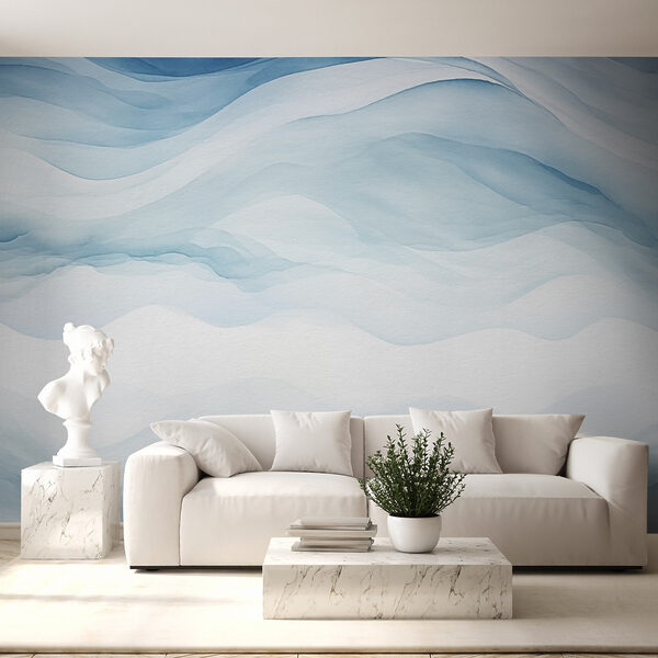 White and blue watercolor painting White and blue watercolor painting