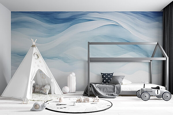 White and blue watercolor painting White and blue watercolor painting