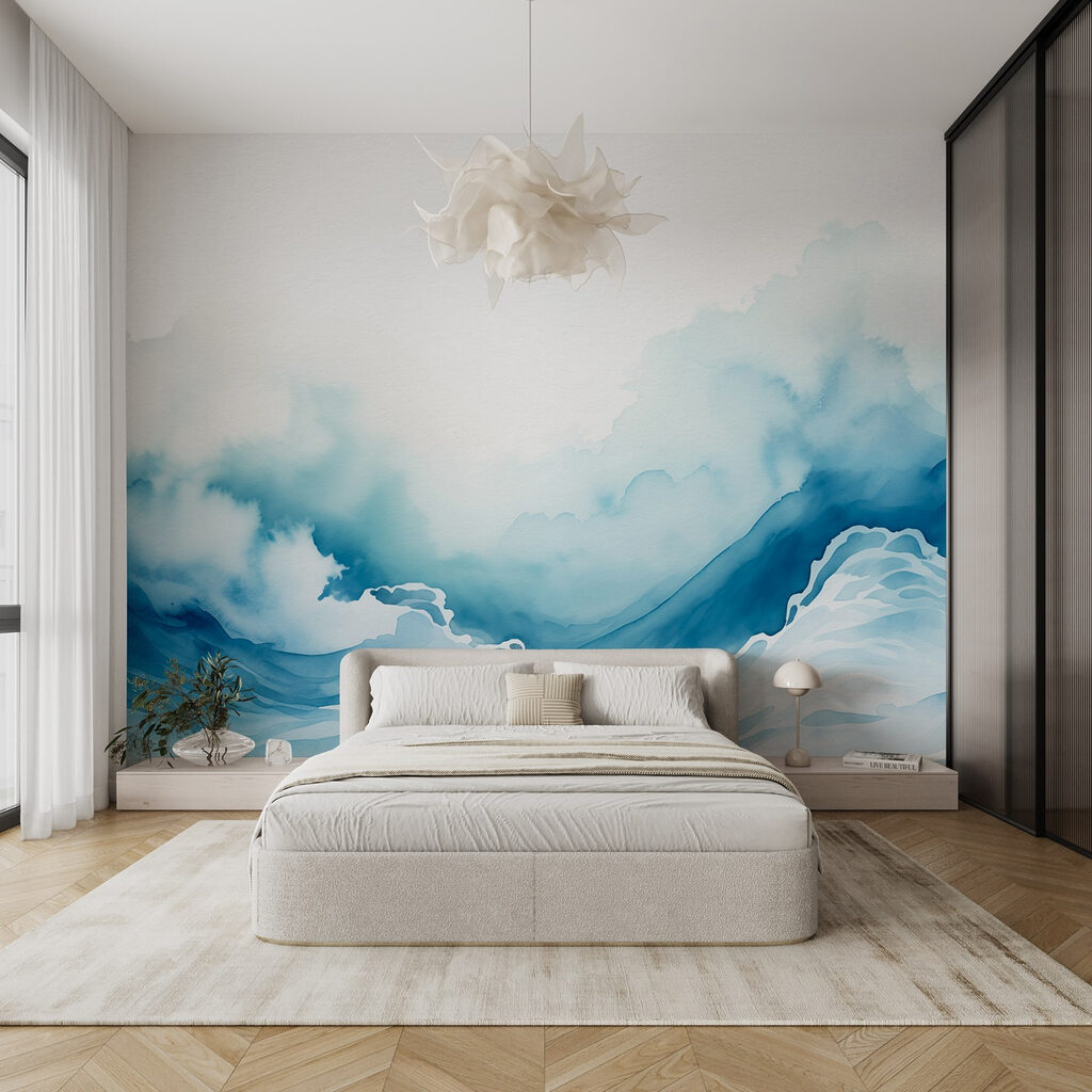 Watercolor of a mountain with clouds Watercolor of a mountain with clouds