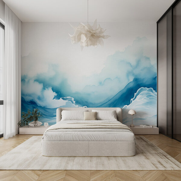 Watercolor of a mountain with clouds Watercolor of a mountain with clouds