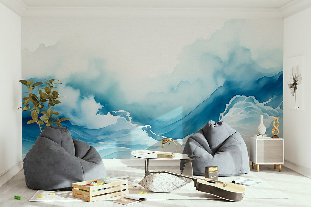 Watercolor of a mountain with clouds Watercolor of a mountain with clouds