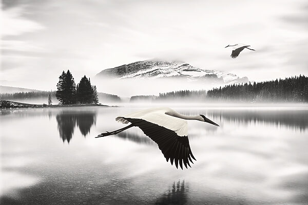 Bird flying over water Bird flying over water