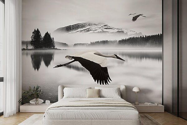 Bird flying over water Bird flying over water