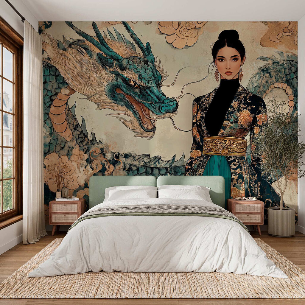 Woman in a kimono and a dragon w02875pib9ms 1024x1024 - Woman in a kimono and a dragon