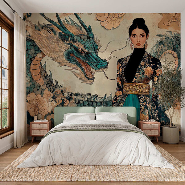 Woman in a kimono and a dragon w02875pib9ms 600x600 - Woman in a kimono and a dragon