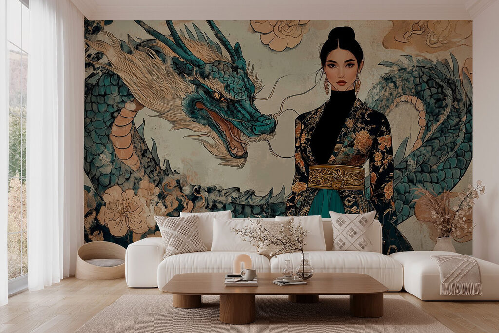 Woman in a kimono and a dragon w02875pig2r 1024x683 - Woman in a kimono and a dragon