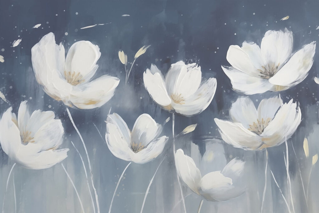 Painting of white flowers Painting of white flowers