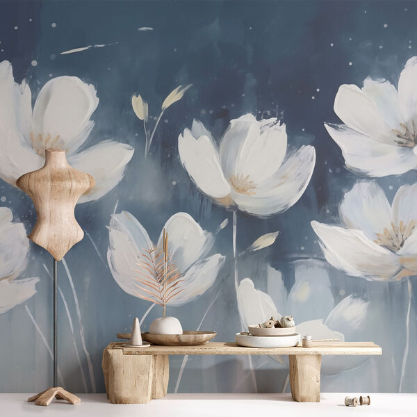 Painting of white flowers Painting of white flowers