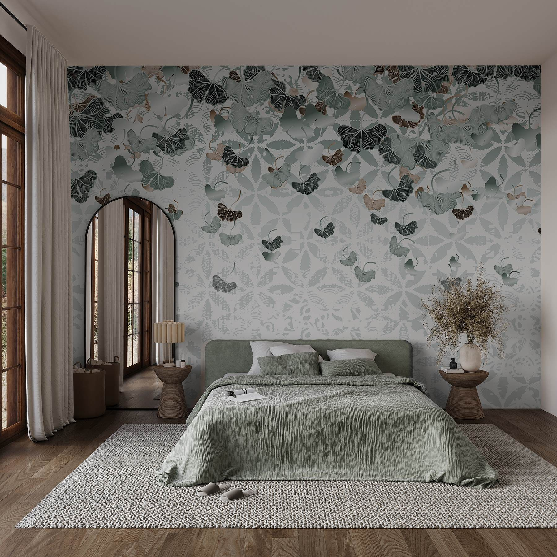 Flowing leaves create tranquil patterns.
