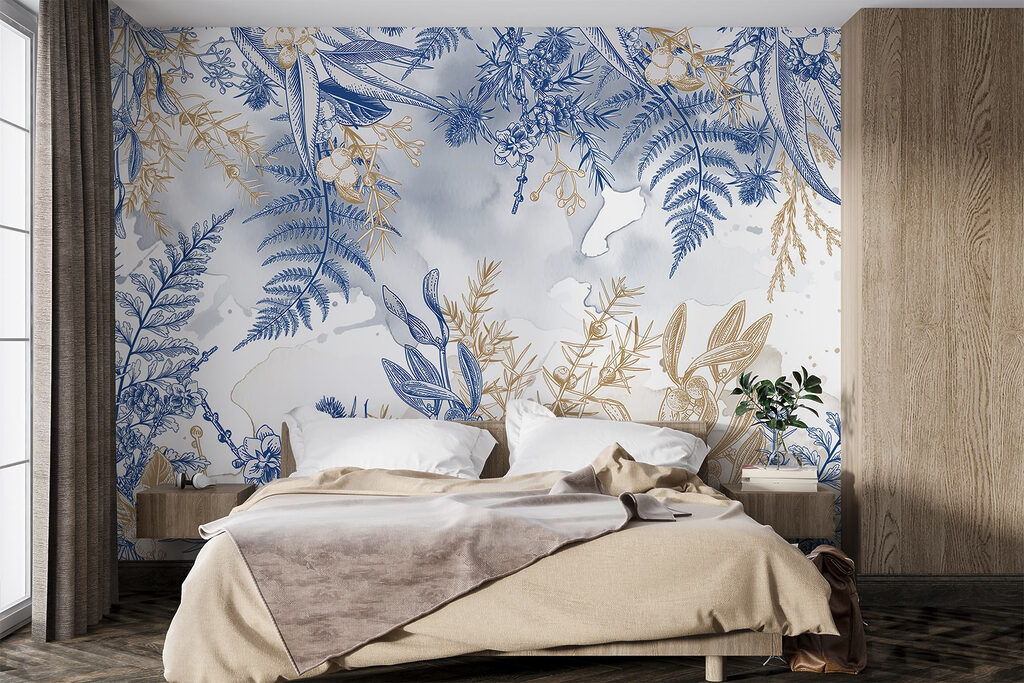 Blue and white floral pattern