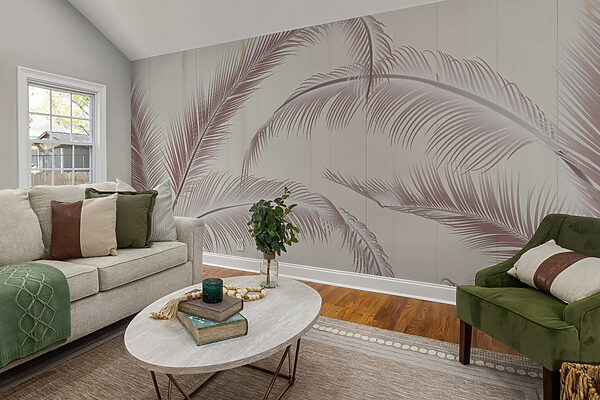 Elegant palm leaves against a light background. Elegant palm leaves against a light background.