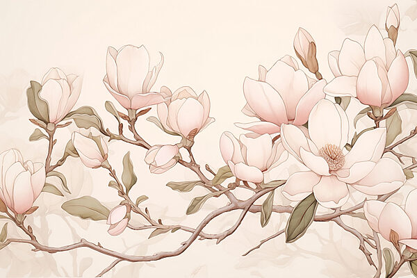 Painting of flowers on a branch Painting of flowers on a branch