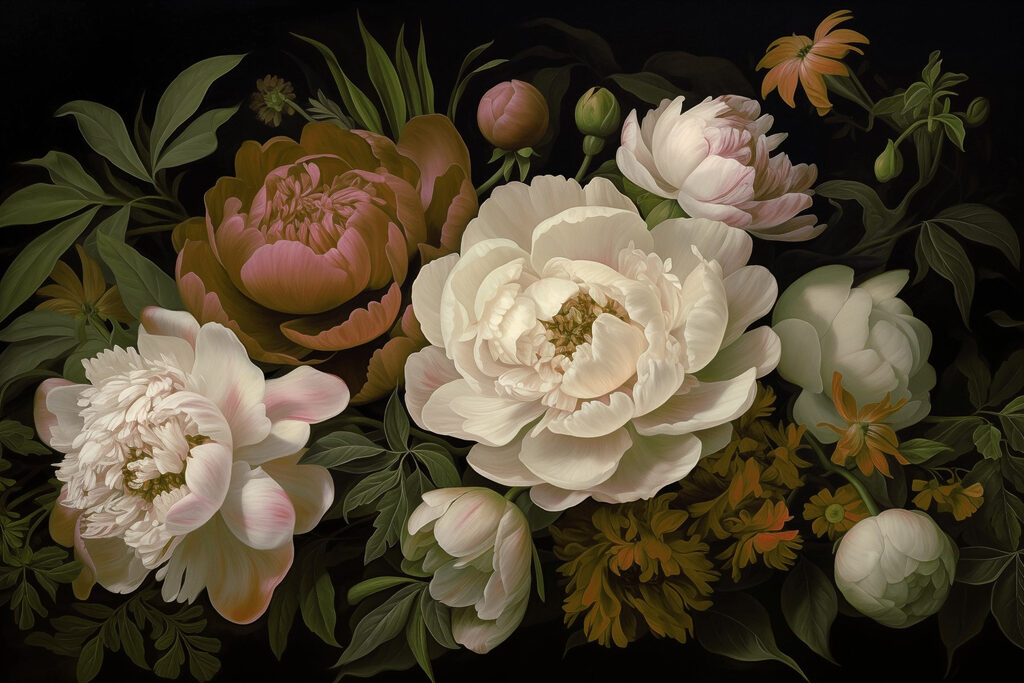 Group of flowers on a black background Group of flowers on a black background